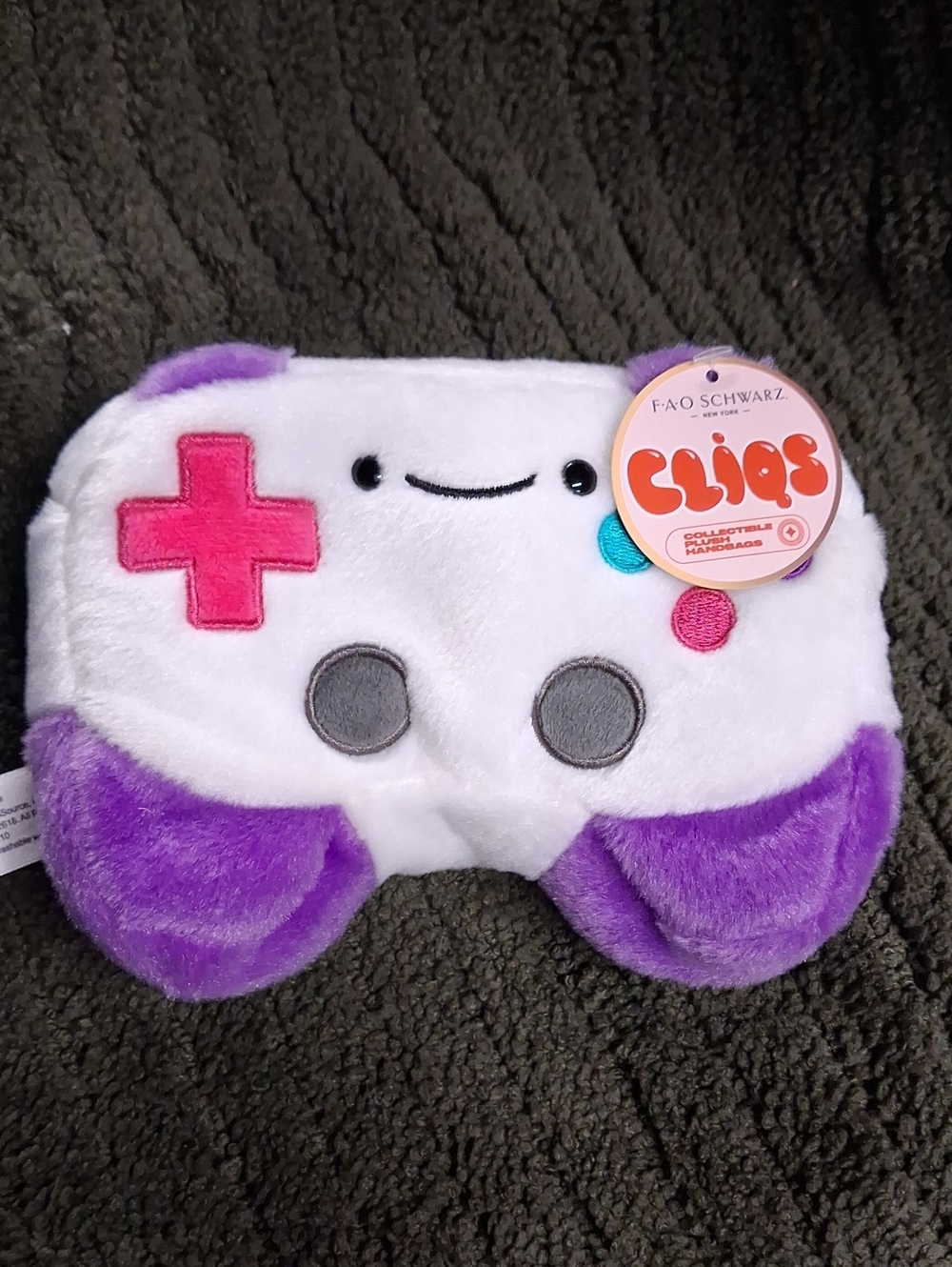 FAO Schwarz White, Purple & Pink Plush Game Controller Pillow